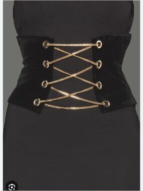 MAKERS OF DREAMS | Corset Belt Velvet Chain Zipper Brown Sz L